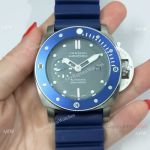 Panerai Submersible Rubber Strap SS Blue Bezel Pam 959 Watch - Buy Replica